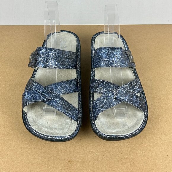 Alegria Victoriah Slide Sandals Womens 10.5/11 EU 41 Blue Leather Hook and Loop - Picture 2 of 10